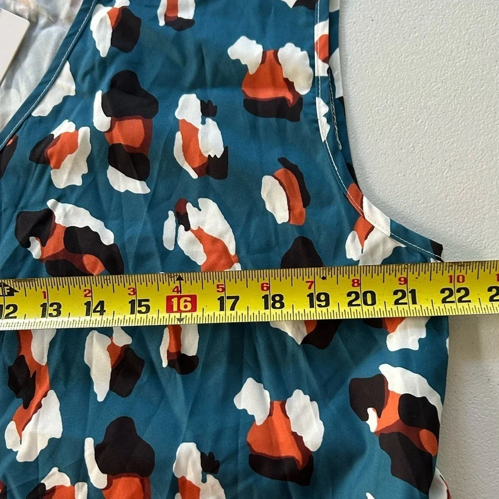 NWT!Teal Animal Print belted sleeveless pocket Midi Dress Size 10 or Medium - Picture 9 of 10